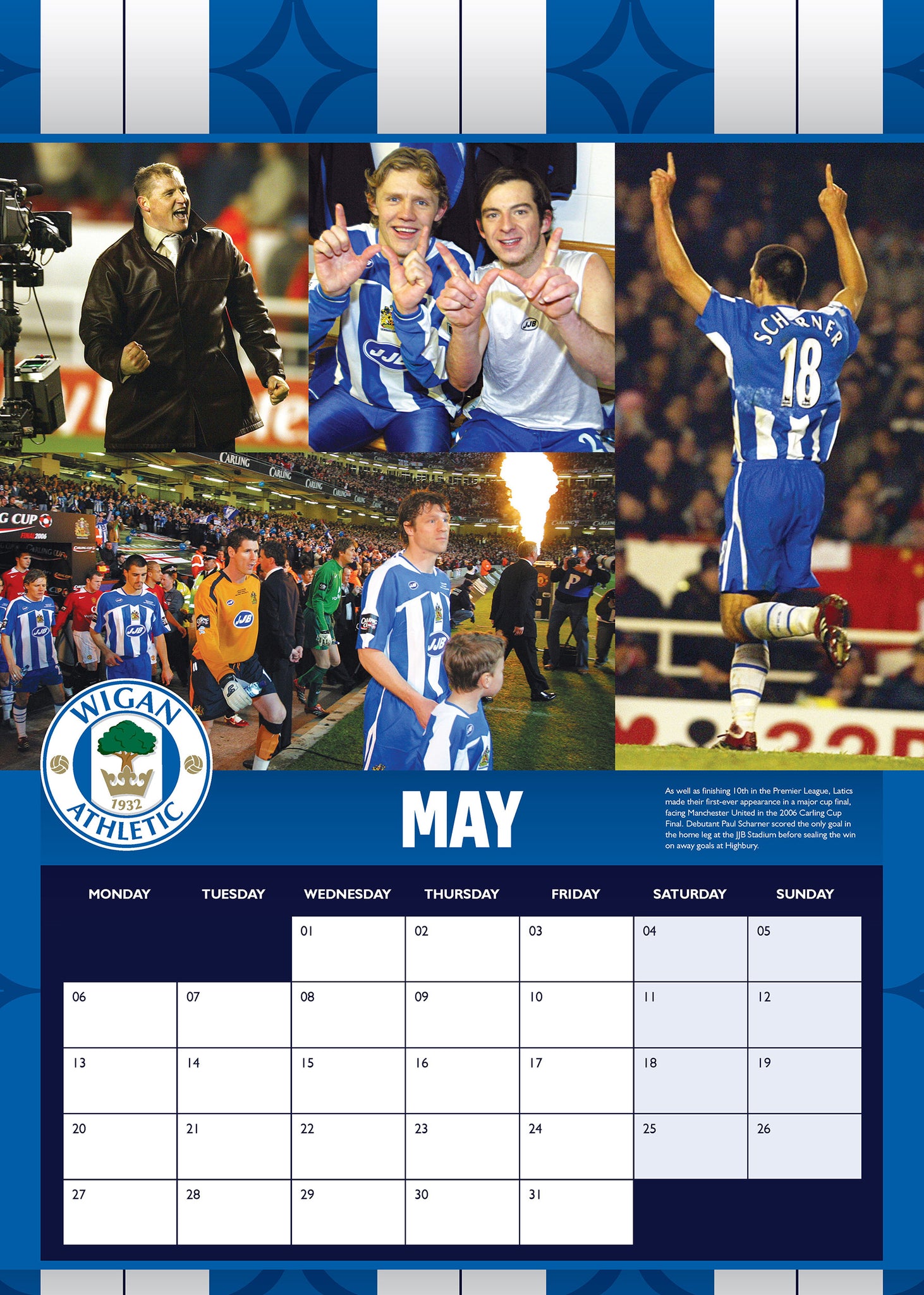 Wigan Athletic Football Club 2024 A3 Wall Calendar Global Merchandising